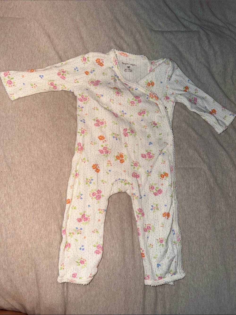 Konges Slojd Floral Ribbed Baby One-Piece Romper